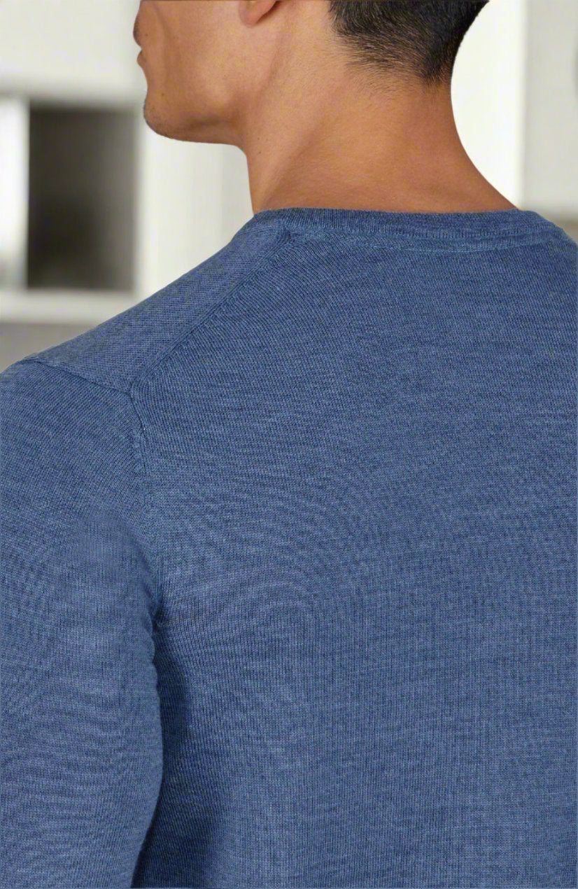 Cashmere Merino Crew Neck Sweater - Blue