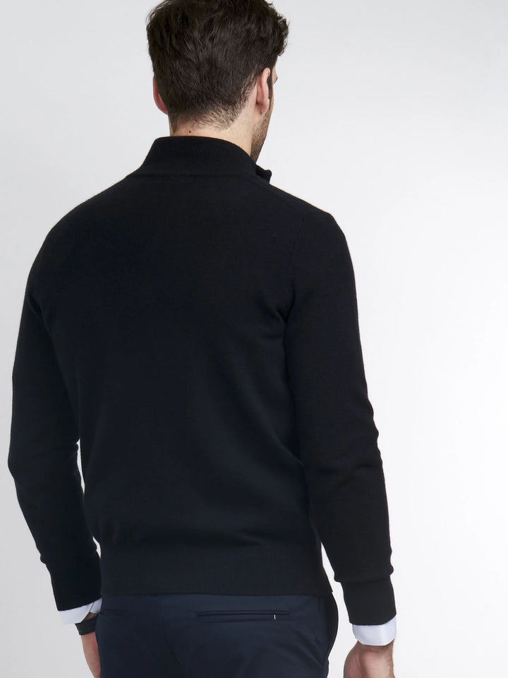 Cashmere Quarter Zip Neck Jumper - Black