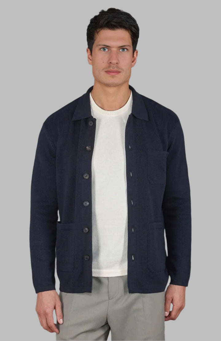 The Benjamin Knitted Overshirt - Navy